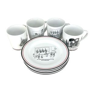 Restoration Hardware "New Yorker" Cartoon Mugs and Plates - Set of 4